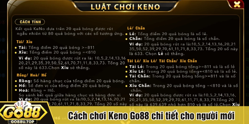 Cách chơi Keno Go88 chi tiết cho người mới