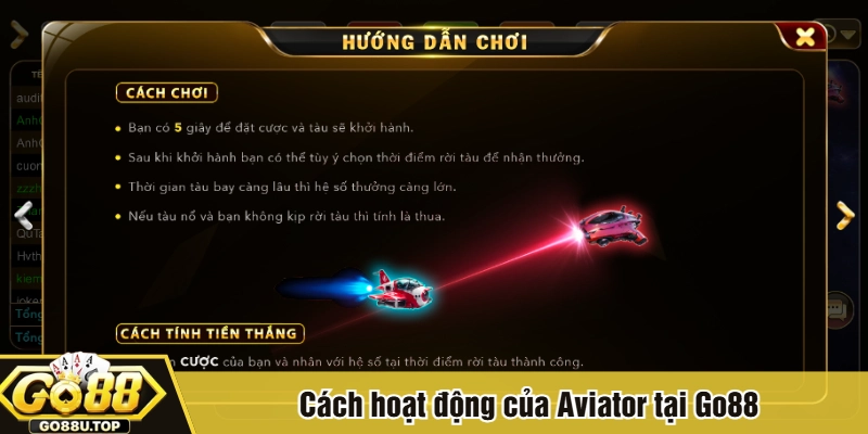 Cách hoạt động của Aviator tại Go88
