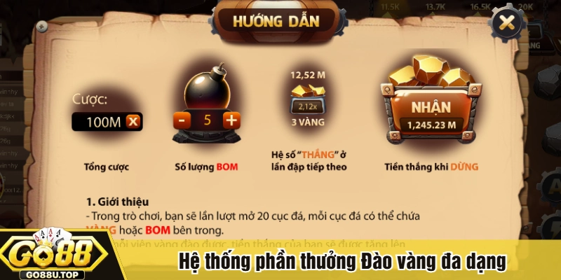 Hệ thống phần thưởng Đào vàng đa dạng
